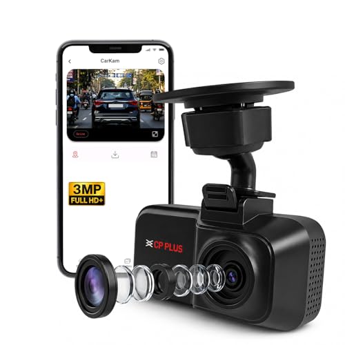 CP PLUS Dash Cam for Car CP-W310 | 2K 3MP Full HD+ Single Channel Dashcam | 1296P Recording | Built-in Microphone | WiFi (A…
