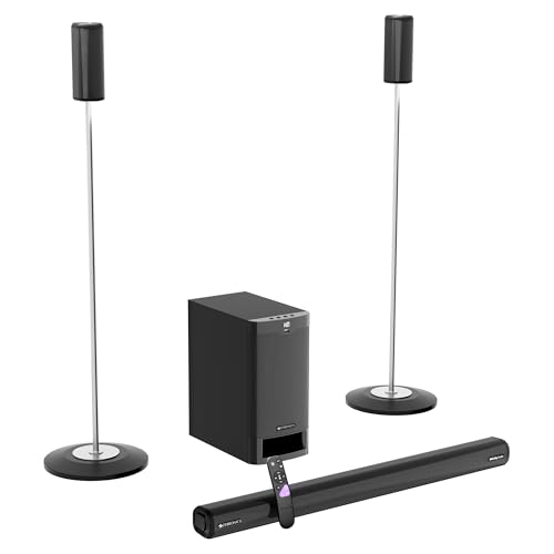 Zebronics Juke BAR 9535 525W Soundbar, Dolby Audio, 5.1 CH Surround Sound, Floor-Stand Satellites, 16.51cm Subwoofer, 3 Driver Soundbar, HDMI ARC, Opt