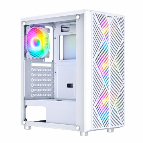 GEONIX Hercules Rome Gaming Cabinet, 4 ARGB Fans, White