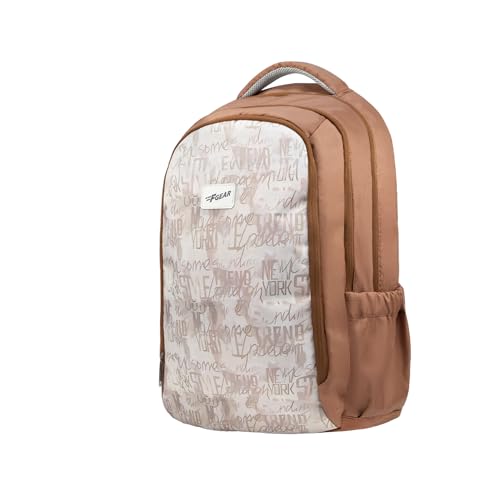 Shinra Mocha Mousse 34L School Backpack|3 Compartments|Airflow Padded Back Panel|Ergonomic, Lightweight & Durable with water Bottle Holders|Ideal for 