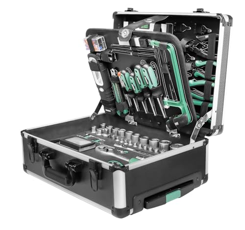 ⚡ BLITZDEAL (-49%) Brüder Mannesmann Werkzeugtrolley 189-tlg.- fahrbarer Werkzeugkoffer mit Steckschlüsselsatz, Zangen, Hammer, Schraubendrehern, Gabel-Ringschlüsseln und Bits| M29073