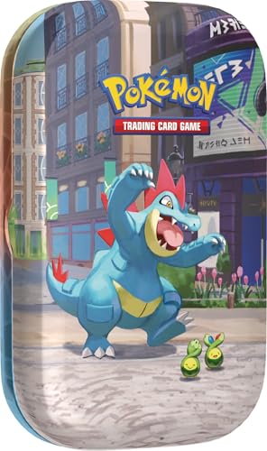 Pokémon: Minilata Ciudad Luminalia: Feraligatr y Budew de JCC Pokémon (2 Sobres de Mejora, 1 Tarjeta ilustrada y 1 Pegatina)