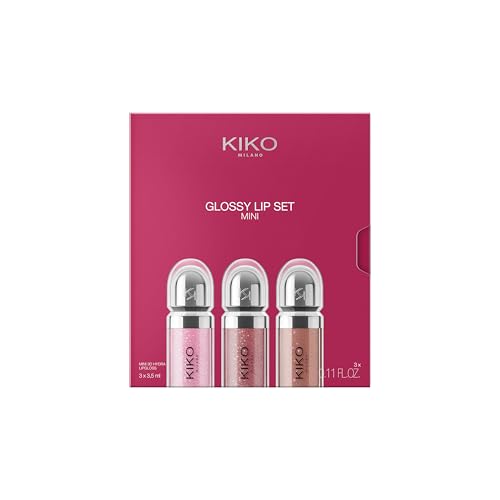 KIKO Milano Glossy Lip Set Mini | Coffret Lèvres | Effet Volume 3D | Hydratant | Idée Cadeau
