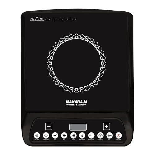 Maharaja Whiteline Marvello 13DX 1300W Smart Induction Cooktop| 7 Preset Indian Menus | Automatic Voltage Regulator | Pan Sensor Technology | Safe, Fa