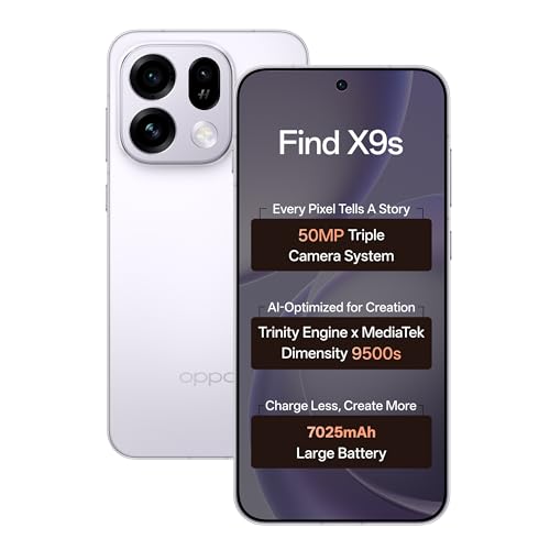 Oppo Find X9s 5G (Lavender Sky, 12GB, 512GB) | Hasselblad 50MP Triple Camera | 120× Super Zoom | MediaTek Dimensity 9500s | 7025mAh 80W SUPERVOOC | Co