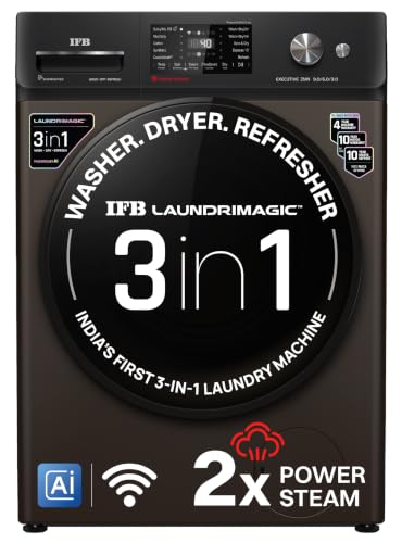 IFB 9/6/3 kg Fully Automatic Washer Dryer Refresher with Steam Refresh, AI Powered, 100% Dry Clothes, 9 Swirl Wash Mimic Handwashing, WiFi &amp; Eco I