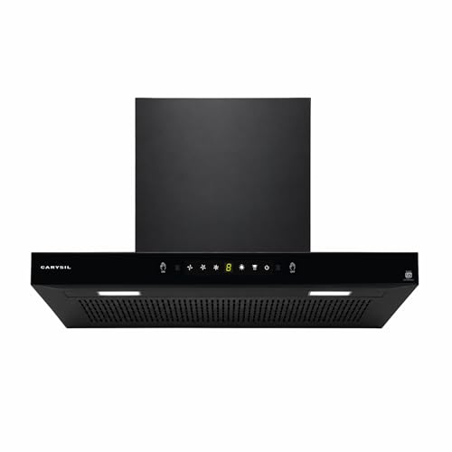 Carysil AeroSync 90 cm Kitchen Chimney, T- Shape, 1500 m³/hr Suction, Auto-Clean Filterless, 3-Speed Touch & Gesture Control, LED Lamp, 10-Year Warran