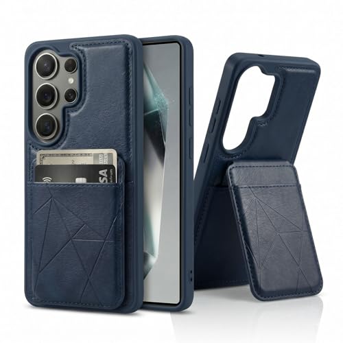 Amazon Basics Premium Vegan Leather Back Cover with Card Holder and Integrated Mobile Stand for Samsung Galaxy S25 Ultra 5G – Slim Shockproof Wallet C
