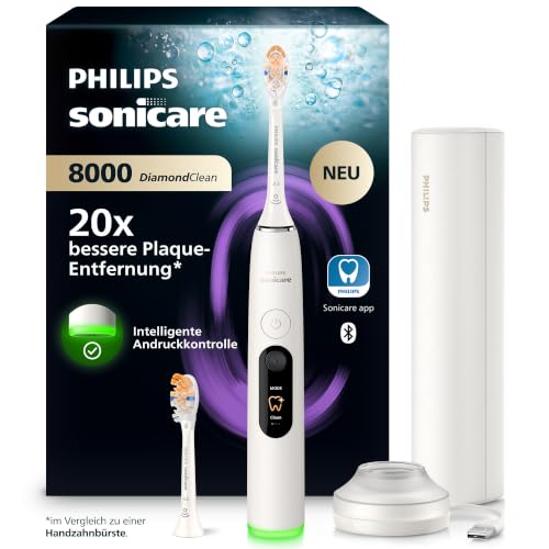 ⚡ BLITZDEAL (-37%) Philips Sonicare Next-Generation DiamondClean 8000 Elektrische Zahnbürste – mit Andruckkontrolle und Feedback, 15 Einstellungen, Pulverweiß, HX8312/11