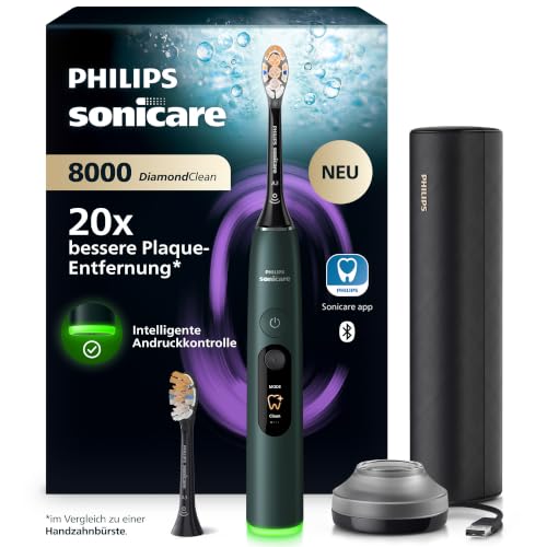 ⚡ BLITZDEAL (-37%) Philips Sonicare Next-Generation DiamondClean 8000 elektrische Zahnbürste – mit intelligenter Andruckkontrolle und 15 Einstellungen, Dunkelgrün, HX8312/14