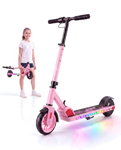 Caroma Elektroroller für Kinder von 6-12 Jahren, 150W Motor bis 16 km/h, 12km Reichweite E Scooter, Faltbarer E Roller mit Bunte Leuchten & LED-Displa