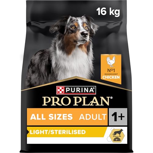 (-22%) Purina Pro Plan Adult Light/Sterilised, Hundefutter trocken, Reich an Huhn, für kastrierte Hunde, 1er Pack (1 x 16kg)