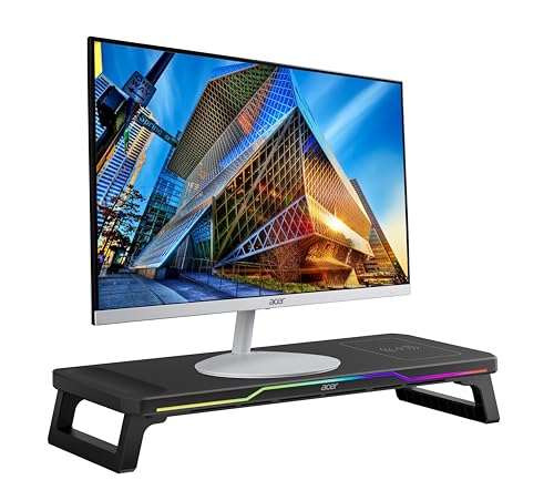 Acer DeskPro Monitor/Laptop Stand with 15W Wireless Charging, RGB LED (10 Modes: Breathing, Flashing, Running, Gradient), USB Hub (3USB +Type-C), Ergo