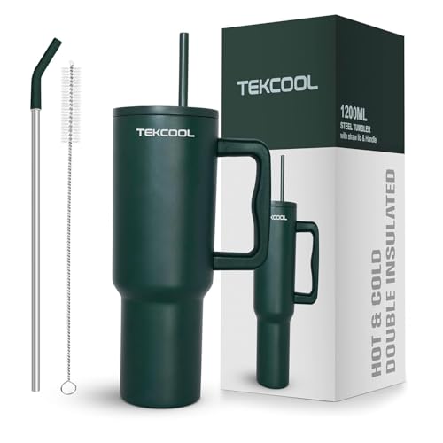 Tumbler with lid and Straw 1200ML Cup Stainless Steel Hot and Cold with Handle and Lid 2 Straw Vacuum Insulated Tumbler for Water, Iced Tea or Coffee 