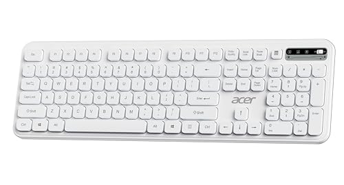 Acer SoftKey Pro Wireless Keyboard | 2.4GHz USB Connectivity | Full-Size 108-Key Layout with Numeric Keypad | Silent Round Keys | Slim Minimalist Desi