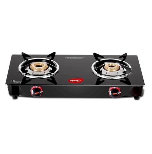 Ignia 2 Burner Gas Stove | Brass Burner | Easy Cleaning | Toughened Glass | 2 year Warranty