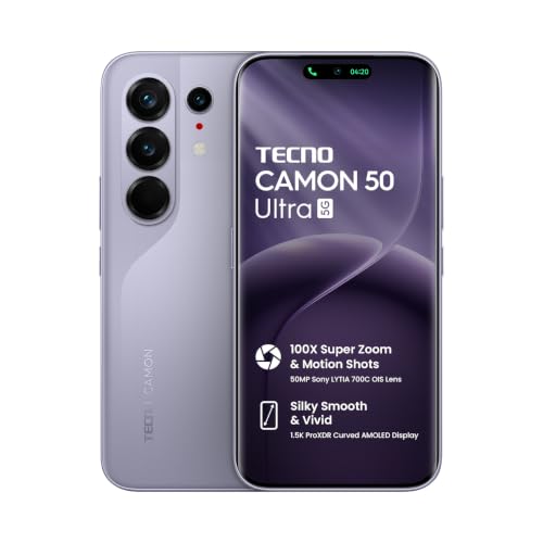 Tecno CAMON 50 Ultra 5G (Misty Purple, 8GB+256GB | 100X Super Zoom & Motion Shots 50MP Sony LYTIA 700C OIS Lens | Silky Smooth & Vivid 1.5K ProXDR Cur
