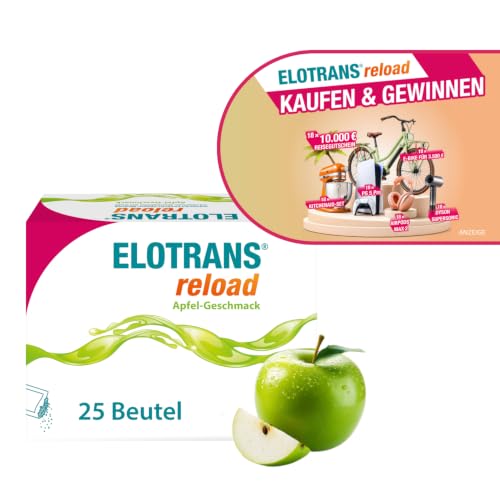 🔥 SELTEN SO GÜNSTIG 1,29€ Coupon! ELOTRANS reload - isotonische Elektrolyt-Glucose-Mischung - Nahrungsergänzungsmittel mit Magnesium, Kaliumchlorid, Cholin und B-Vitaminen - 1 x 25 Beutel - Apfel-Geschmack