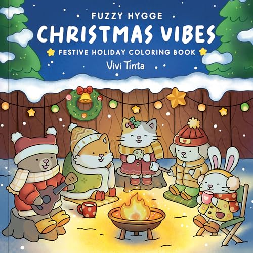 Fuzzy Hygge: Christmas Vibes Coloring Book — coloring book cover