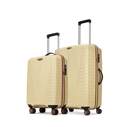 Aristocrat Airpro Max Set of 2 (Cabin+Medium) Trolley Bags, Mojave Desert | 8-Wheels, Polypropylene Case, Spacious, Combination Lock, Sturdy Zipper, L