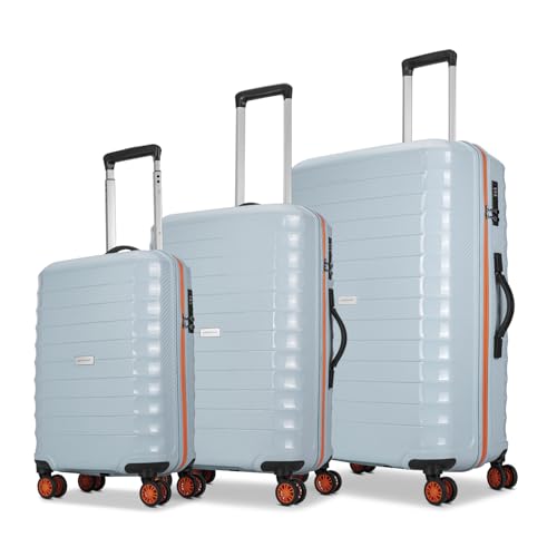 Aristocrat Altitude 8 Wheel Set of 3 (Small + Medium + Large) Hard Case Trolley Bags | Combination Lock |Tough and Durable Luggage | 3 Year Internatio