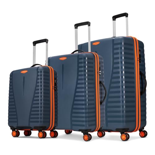 Aristocrat Airpro Max Set of 3 (S+M+L) Trolley Bags, Spanish Blue | 8-Wheels, Polypropylene Case, Spacious, Combination Lock, Sturdy Zipper, Lightweig