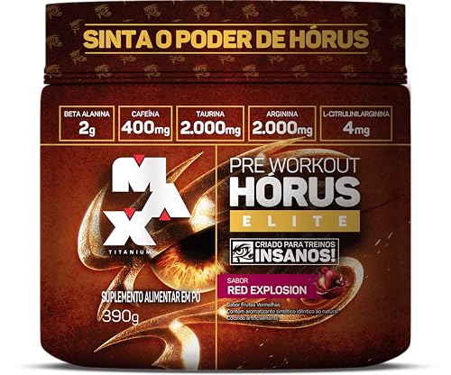 Pré-Treino Max Titanium Hórus Elite, Sabor Red Explosion, 390g
