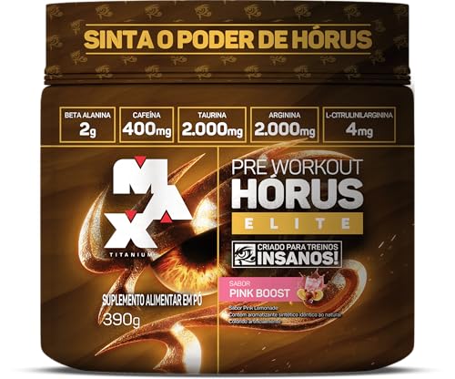 Suplemento Pré-Treino Max Titanium Hórus, Sabor Pink Boost, 390g