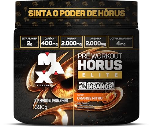 Pré-Treino Max Titanium Hórus, Sabor Tangerina, 390g