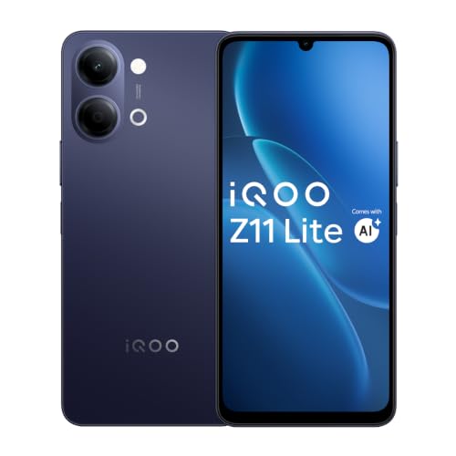 iQOO Z11 Lite 44W 5G (Midnight Blue, 6GB RAM, 256GB Storage) | 6500mAh Battery with 44W Fast Charging* | Dimensity 6300 with 579k+ AnTuTu Score* | Ori