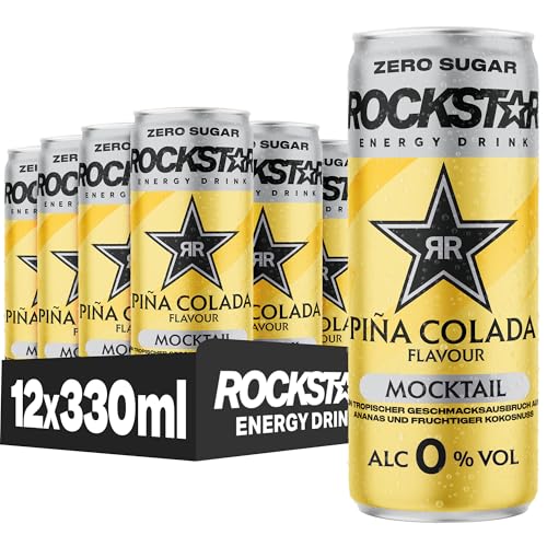 🔥 STARKER PREIS (-23%) Rockstar Energy Drink Mocktail Piña Colada Zero Sugar, EINWEG (12 x 330 ml) – Piña-Colada-Geschmack mit Ananas & Kokosnuss, ohne Zucker und alkoholfrei (0,0% vol.)