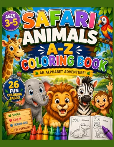 Safari Animals A-Z Coloring Book cover