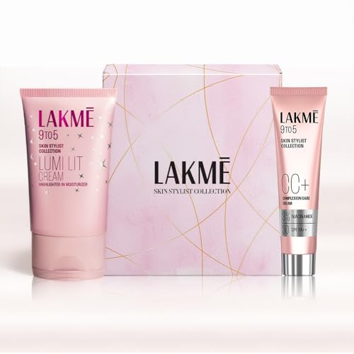 Lakmé Skin Stylist, Lumi + CC Kit, Illuminating Cream and CC Cream, 60g (Lumi Cream Dewy Rose) + 30g (CC Cream Beige), for Uneven Skin Tone, with Hyal