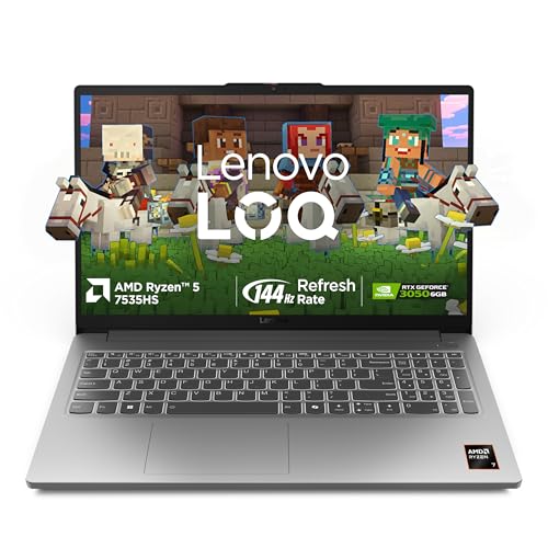 Lenovo LOQ Essential AMD Ryzen 5 7535HS | NVIDIA RTX 3050 6GB (16GB RAM/512GB SSD/144Hz Refresh Rate/15.6" (39.6cm)/Windows 11/Office Home 2024/3 Mon.