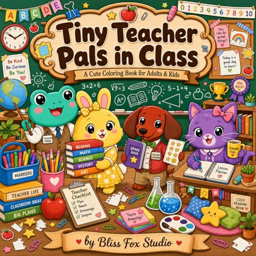 Tiny Teacher Pals in Class coloring book cover