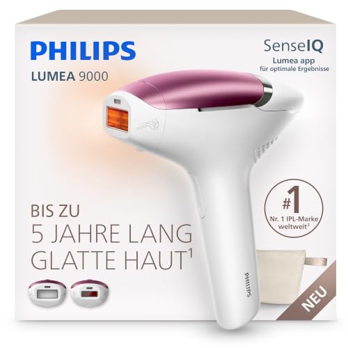 (-24%) Philips Lumea 8000 IPL-Haarentfernungsgerät - bis zu 5 Jahre seidig glatte Haut, Anwendung zu Hause, medizinisch zertifiziert, 2 Aufsätze: Körper und Gesicht, BRI934/00