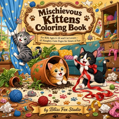 Mischievous Kittens Coloring Book cover