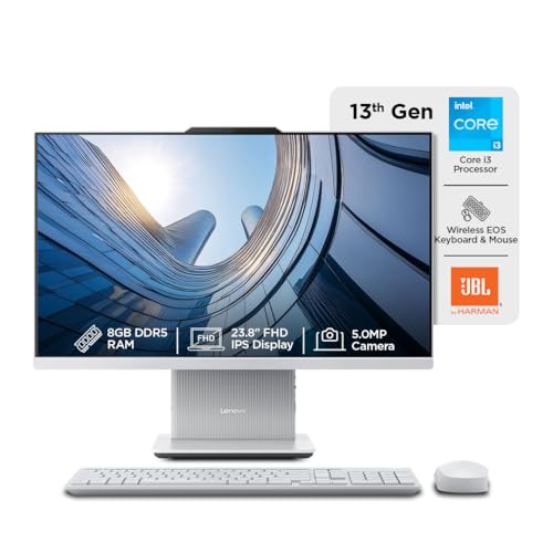 Lenovo IdeaCentre AIO Intel Core i3-1315U 24" FHD IPS (8GB RAM/512GB SSD/Win11/Microsoft 365 Basic + Office Home 2024/Wireless EOS Keyboard & Mouse,Gr