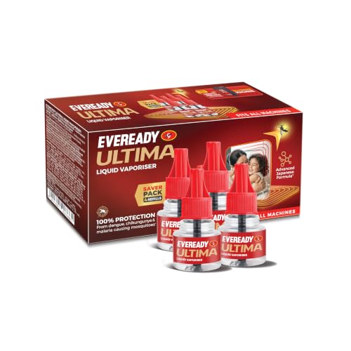 Ultima Mosquito Repellent Refill, Fits All Machines, Advanced Japanese Formula, 100% Protection from Dengue, Chikungunya & Malaria, Pack of 4