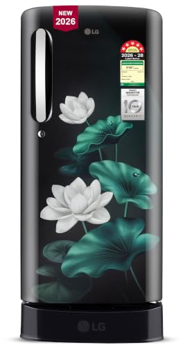LG 185 L, 5 Star, Smart Inverter, Direct Cool Single Door Refrigerator (GLD1956ZAEL, Emerald Lotus, Base stand with Drawer, Runs on a Home Inverter, F