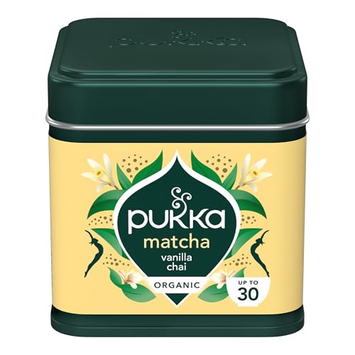 Pukka Herbs | Organic Matcha “Vanilla Chai” | Matcha powder with vanilla notes & chai spices | With organic ginger & organic cinnamon | For matcha latte & matcha tea | 30g tin