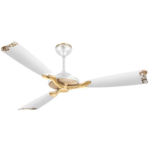 RR Signature Jaipur Mahal NEO 1240 MM | Royal Design Ceiling Fan for Home and Office | High Speed 320 RPM | Agaria White, 3 Year Warranty & Free Insta