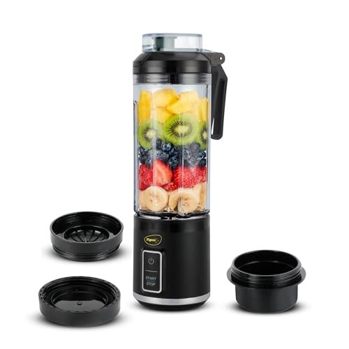 Pigeon Pulse Portable Cordless Blender - 500ml, USB C Rechargeable, Ice and Frozen Fruit Crusher, BPA Free, Leak Proof Travel Lid | Black
