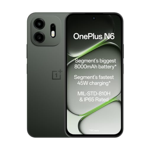 N6 | 6GB+128GB | Midnight Green | Segment's Biggest 8000mAh Battery | Segment's Fastest 45W Charging | 60-Month Smoothness | Smooth 120Hz Display | 50