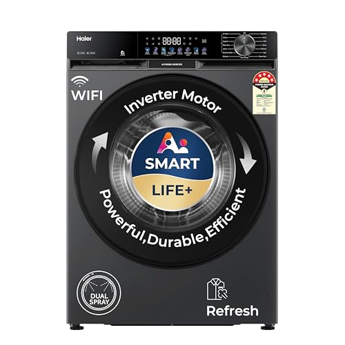 Haier 9 Kg, 5 Star, AI Smart LIFE+, Hygienic Care, ABT, 525 mm Super Drum, Refresh, Direct Motion Motor, WiFi enabled, Fully Automatic Front Load Wash