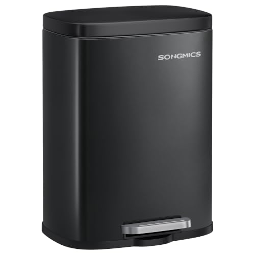 (-15%) SONGMICS Mülleimer 12L aus Stahl, Tretmülleimer mit Deckel