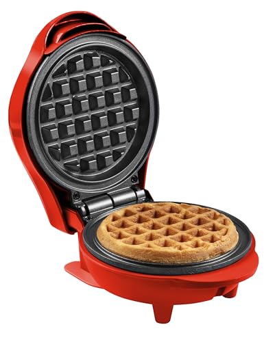 🔥 STARKER PREIS (-31%) Bestron AMW500R Kompaktes Waffeleisen Rot – PFAS‑freie Silikon‑Antihaftbeschichtung, hitzebeständige Griffe, Kontrollleuchten, Platten Ø 12,5 cm