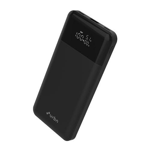 URBN 10,000 mAh Edge Power Bank with Smart LED Display, Ultra Slim & Compact, 22.5W Fast Charging, Power Delivery, Quick Charge, Triple Output(1-USBA,
