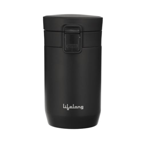 Lifelong 260ml Insulated Coffee Mug | 3-Layer | Steel-Copper-Steel Vacuum Insulated Tumbler | Travel Mug | Double Lock Leak-Proof Lid, Food Grade Spou