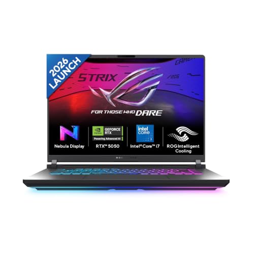 ASUS ROG Strix G16 (2026),(14th Gen),Intel Core i7 14650HX,RTX 5050-8GB,16GB RAM (Upgradeable),1TB SSD,2.5k FHD+,16"(40 cm),Win 11,M365 Basic(1Y),Offi